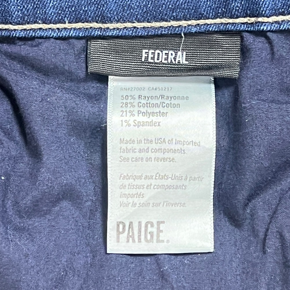 Paige Jeans Womens 32 Blue Straight Leg Denim Medium Wash Made in USA - Picture 9 of 15